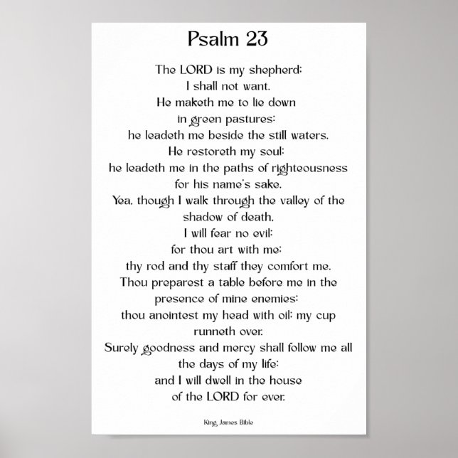 Póster Salmo 23 KJV   (Frente)