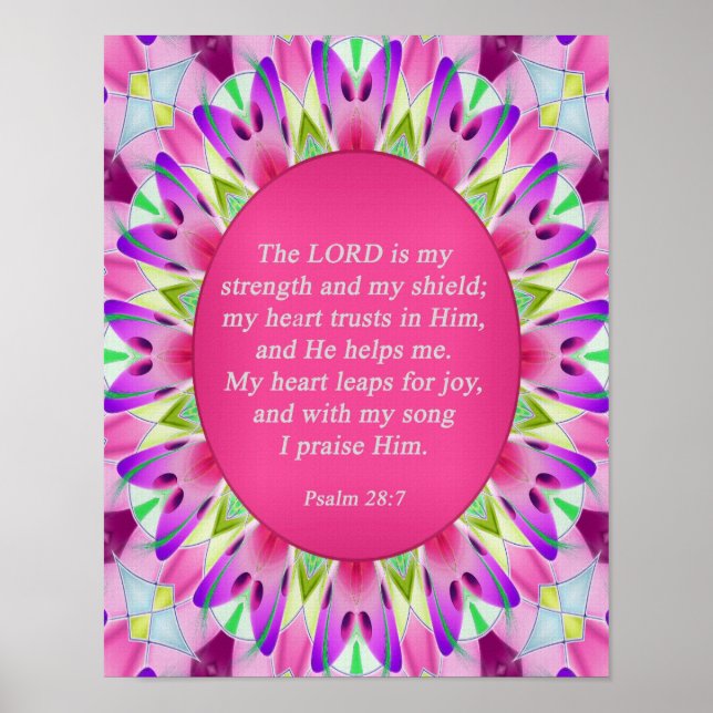 Póster Salmo 28:7 Poster cristiana (Frente)