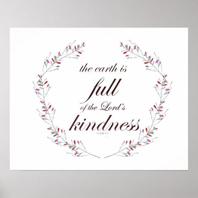 Póster Salmo 33 Escritura Floral Wreath Art (Frente)