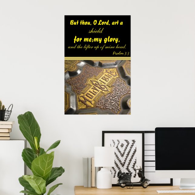 Póster Salmo 3:3 Versión del Rey James Pero tú, oh Señor, (Oficina en casa)