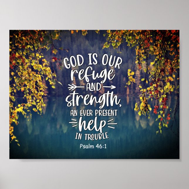 Póster Salmo 46:1 Dios es nuestro Refugio y Fuerza (Frente)
