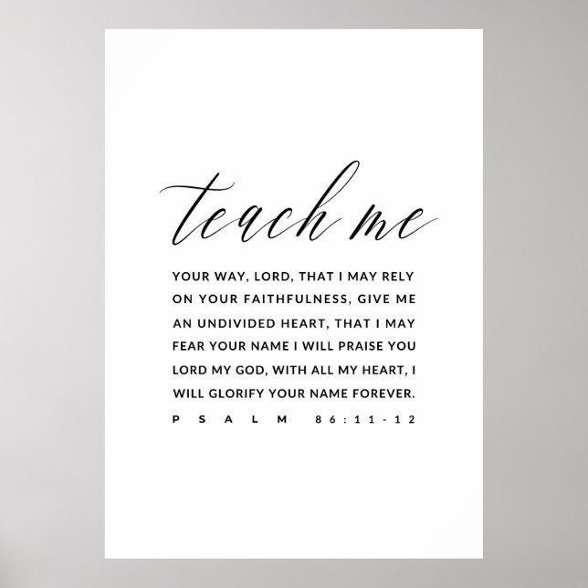 Póster Salmo 86:11-12 Biblia Verse Wall Art, (Frente)
