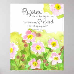 Póster Salmo 86 Escritura Versículo Bíblico Flores Rosada