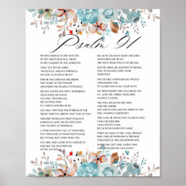 Póster Salmo 91 Biblia Scripture Floral