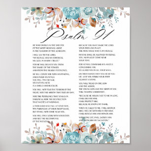 Póster Salmo 91 Biblia Scripture Floral