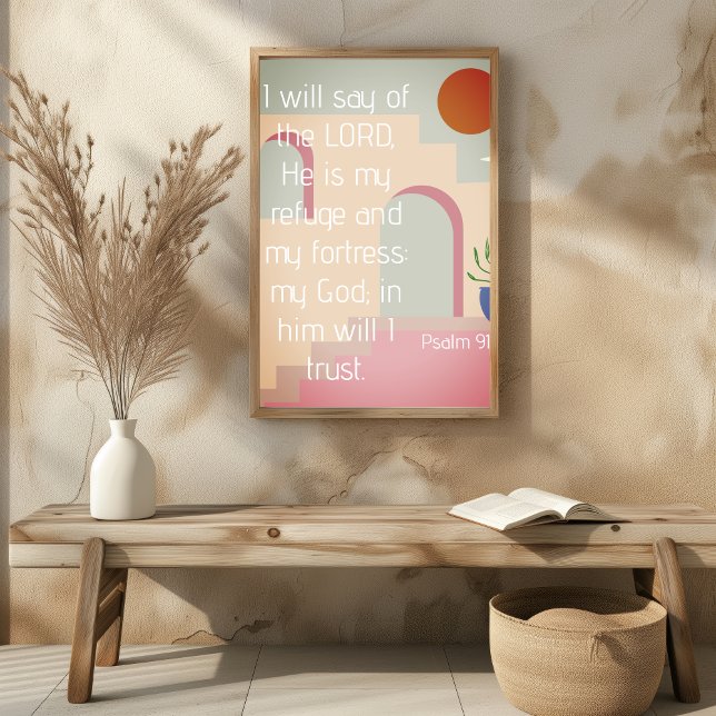 Póster Salmo 91 Él es mi refugio Escritura Bíblica (Psalm 91 He Is My Refuge Bible Scripture Poster
)