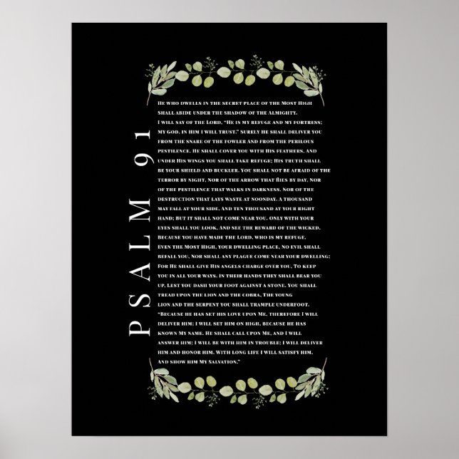 Póster Salmo 91 Eucalyptus deja bíblica contra Poster (Frente)