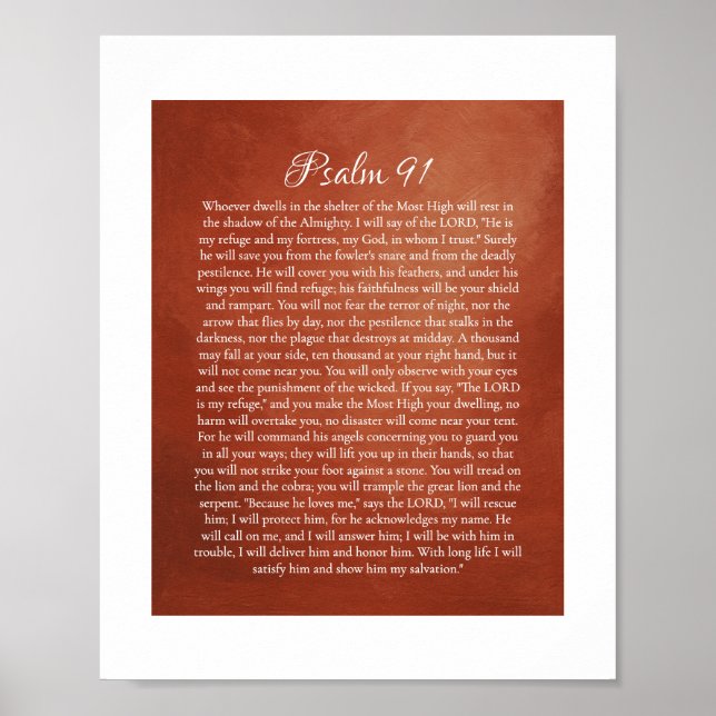 Póster Salmo 91 para Protección (Frente)