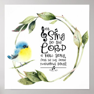 Póster Salmo 98:1 Cantar al Señor un nuevo verso de la Bi