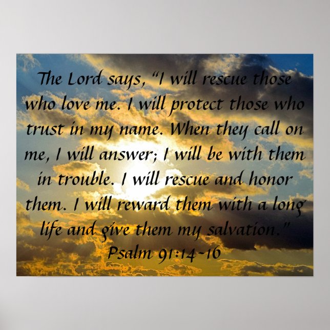 Póster salmo biblia 91:14-16 (Frente)
