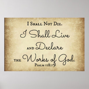 Póster Salmo Biblia Verse, no moriré. Yo viviré
