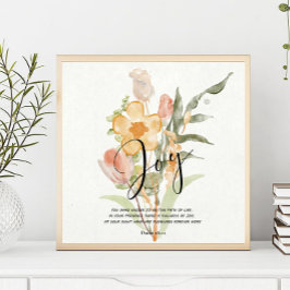 Póster Salmo de alegría 16:11 floral naranja