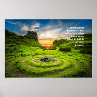 Póster Salmo "Pastos verdes" Salmo 23:1-2 Profético unita