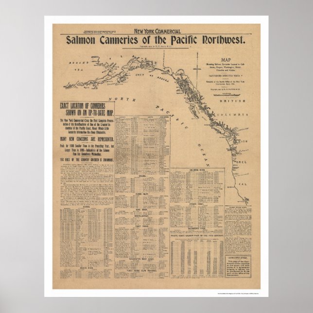 Póster Salmon Canneries of the Pacific Northwest 1901 (Frente)