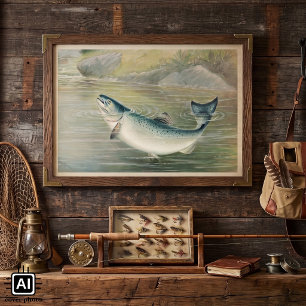 Póster Salmón de California por S.A. Kilbourne, pescado v