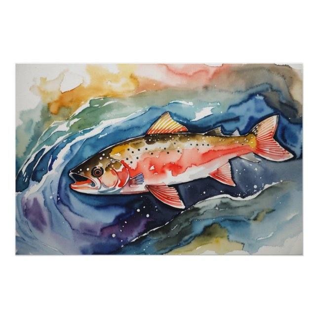 Póster *~* Salmon Pesca atrapada Hombres Regalo AP49 (Anverso)