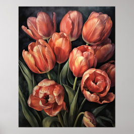 Póster Salmon Tulip Flowers Art Print Poster