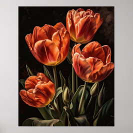 Póster Salmon Tulip Flowers Art Print Poster
