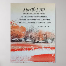 Póster Salmos 116 1-2 Me encanta la Biblia de SEÑOR Verse