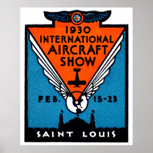 Póster Salón aeronáutico 1930 de St. Louis
