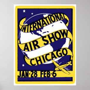 Póster Salón aeronáutico 1938 del International de