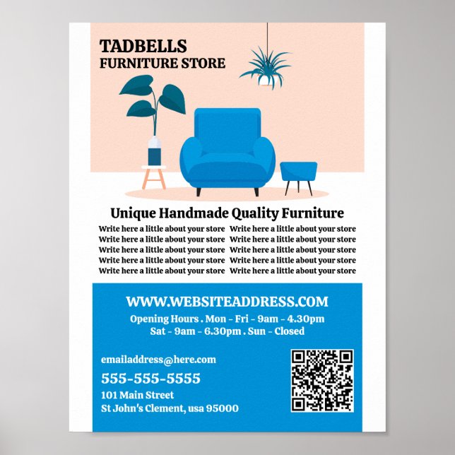 Póster Salón Azul - Ventas de la tienda de muebles (Frente)