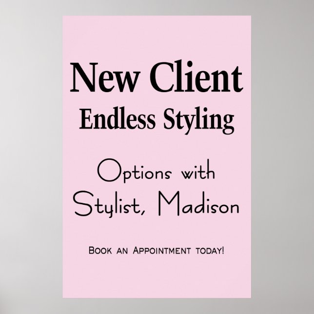 Póster Salon Barbershop Poster Hair New Client Stylist  (Frente)