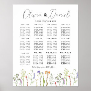 Póster Salón Boda de mesa 12 Flores silvestres