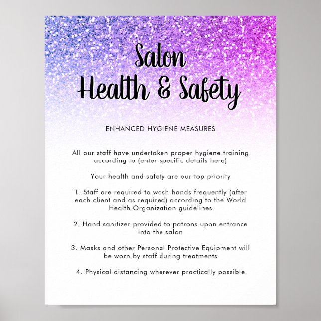 Póster Salon Covid Health Safety Poster Mermaid Glitter (Frente)