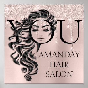 Póster Salón Creativo De Belleza Lazas Rosa De Extensión