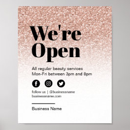 Póster Salón de belleza abierto para Purpurina de negocio