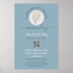 Póster Salón de belleza Be Safe Logotipo Peluquería Códig