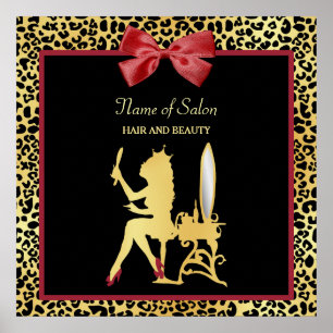 Póster Salón de Belleza Cabello Leopardo