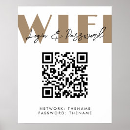 Póster Salón de belleza Cafe Red WiFi Poster de código QR