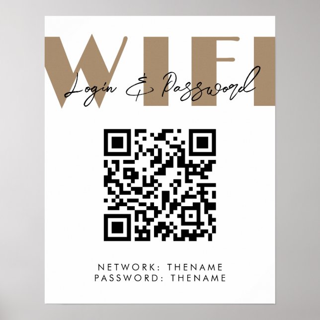 Póster Salón de belleza Cafe Red WiFi Poster de código QR (Frente)