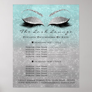 Póster Salón de belleza de maquillaje Blue Aqua Gray