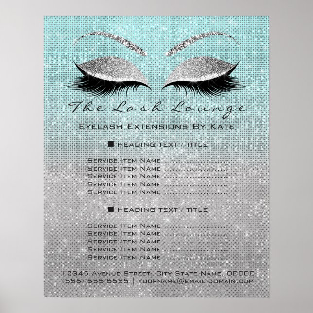 Póster Salón de belleza de maquillaje Blue Aqua Gray (Frente)