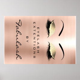 Póster Salón de belleza de maquillaje Nombre Dorado Glam 