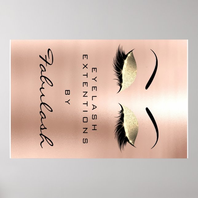 Póster Salón de belleza de maquillaje Nombre Dorado Glam  (Frente)