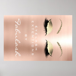 Póster Salón de belleza de maquillaje Nombre Dorado Skinn
