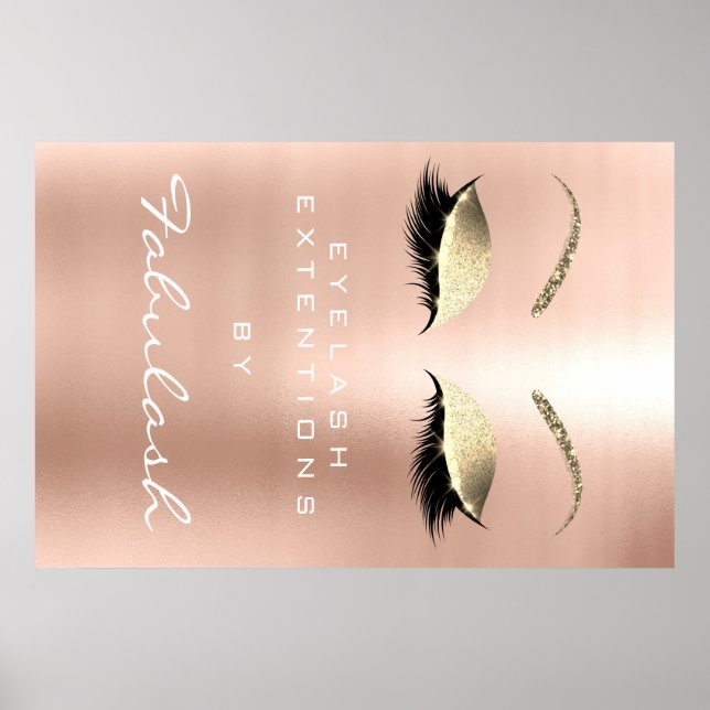 Póster Salón de belleza de maquillaje Nombre Dorado Skinn (Frente)