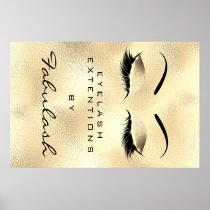 Póster Salón de belleza de maquillaje Nombre Gold Glam Lu