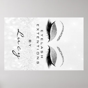 Póster Salón de belleza de maquillaje Purpurina de plata