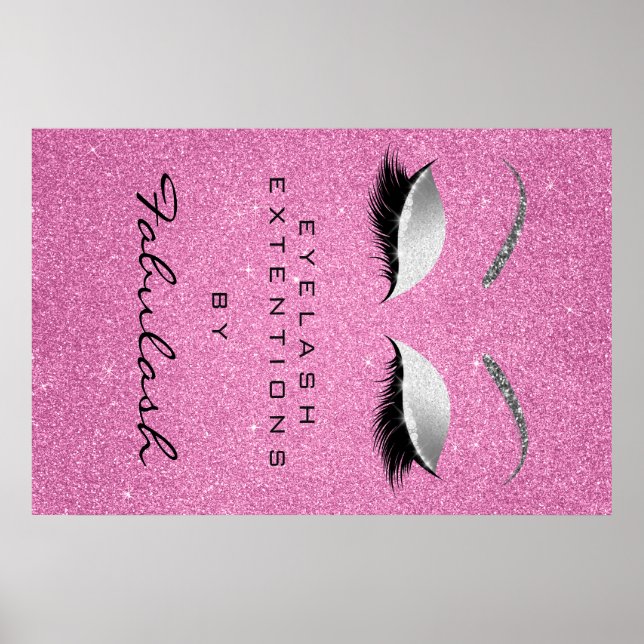Póster Salón de belleza maquillaje Lápiz de ojos Plata Ro (Frente)