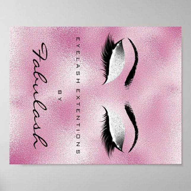 Póster Salón de belleza maquillaje Nombre Purpurina Plata (Frente)