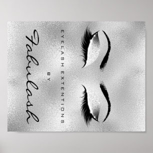 Póster Salón de belleza maquillaje Nombre Purpurina Plata