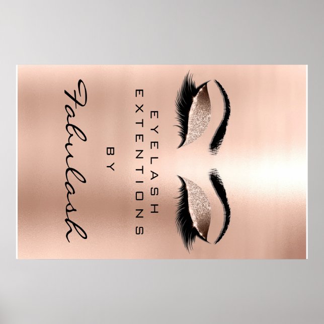 Póster Salón de belleza maquillaje Waxing Gold Glam Pink  (Frente)