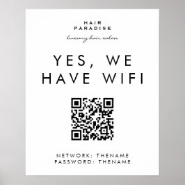 Póster Salón de belleza Red Wi-Fi Código QR