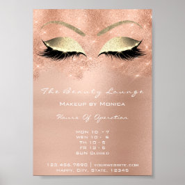 Póster Salón de belleza Rosa Gold Sparkly Eye Purpurina B