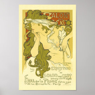 Póster Salon de Cents Bella De La Plume Vintage Francés